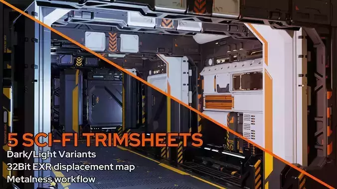 5 Sci-Fi trim sheets 3D model