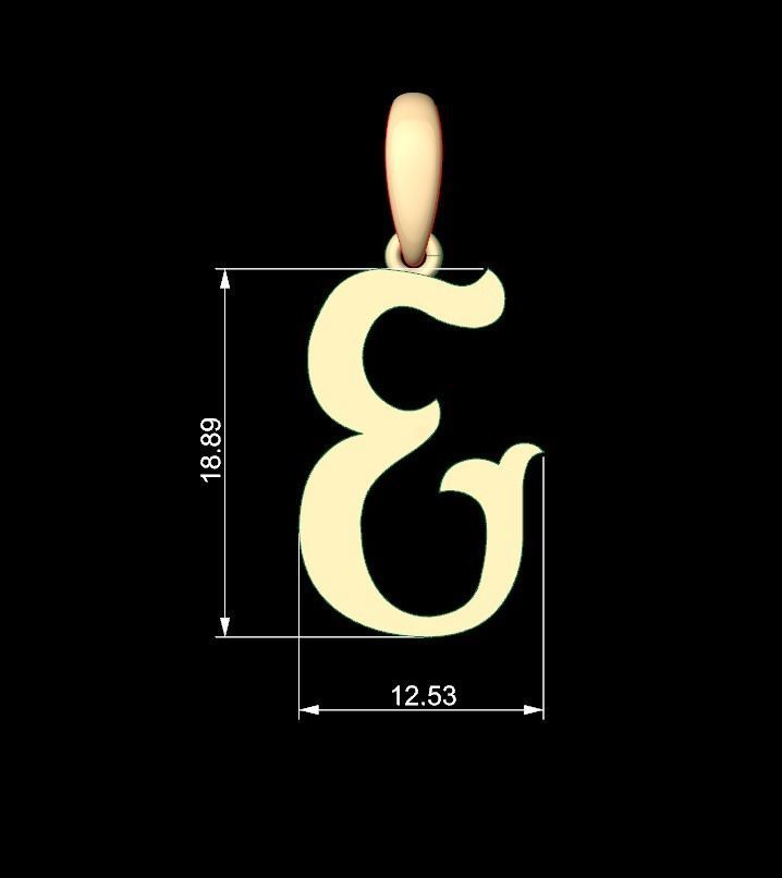 Initial Letters Pendant Circusia E 3D print model_4
