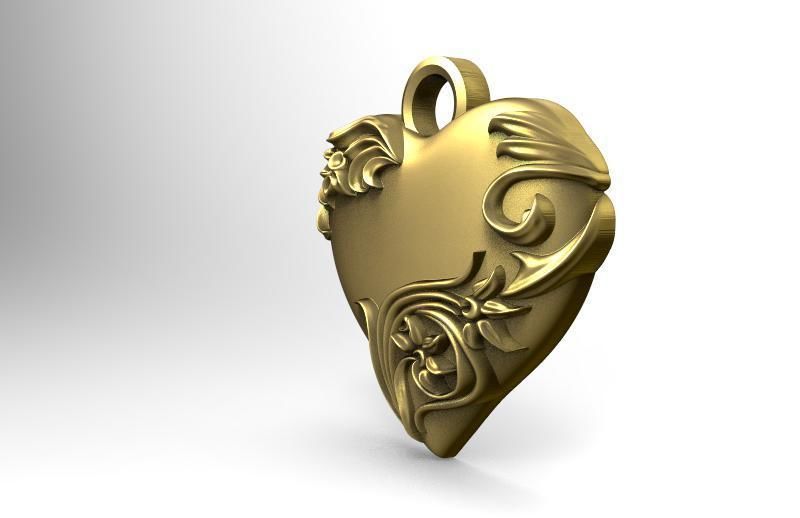Heart pendant  3D print model_1