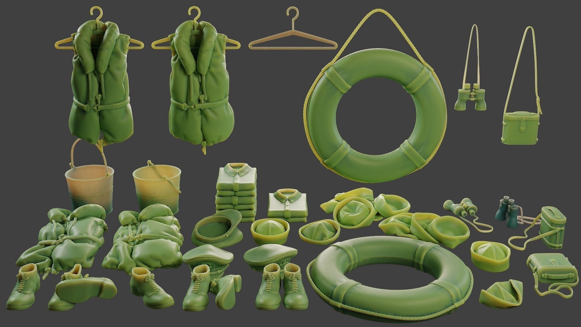 Ww2 US Naval Objects Pack1 3D print model_1