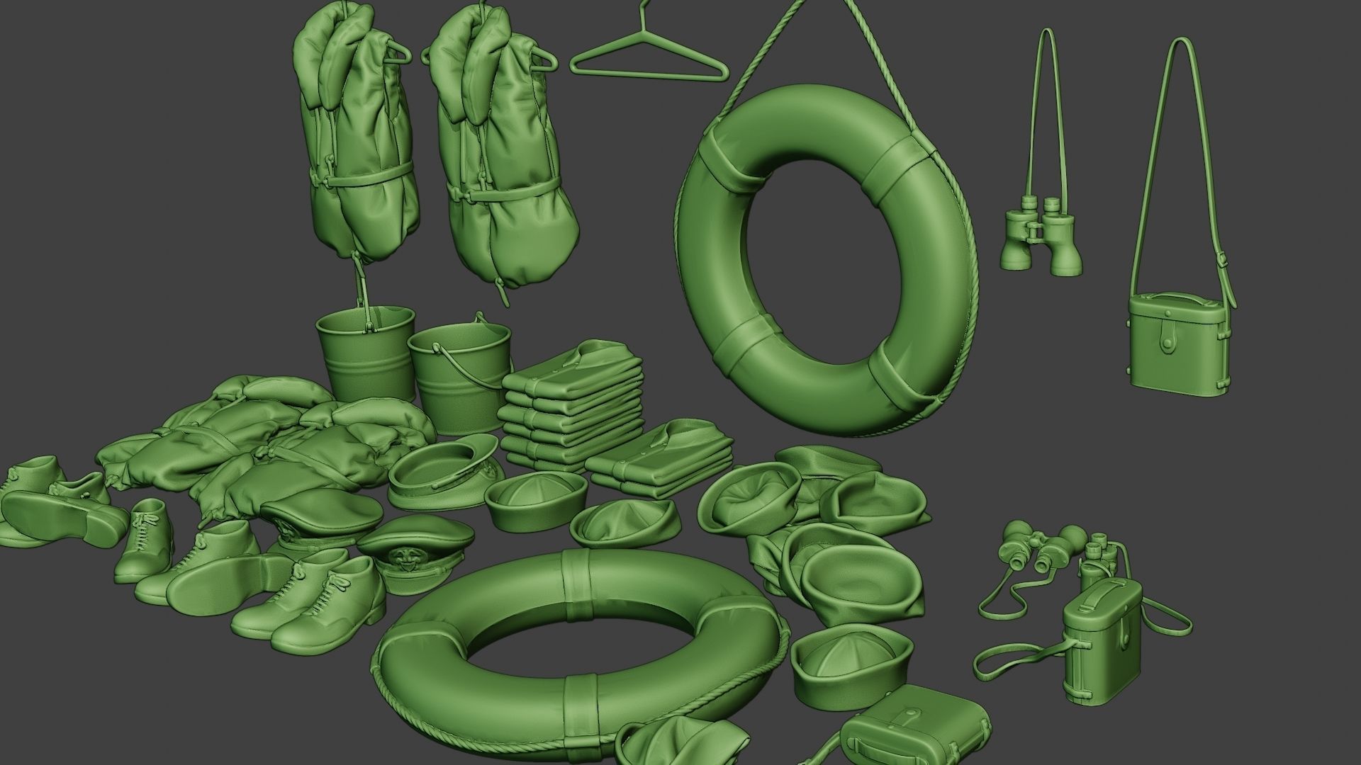 Ww2 US Naval Objects Pack1 3D print model_3