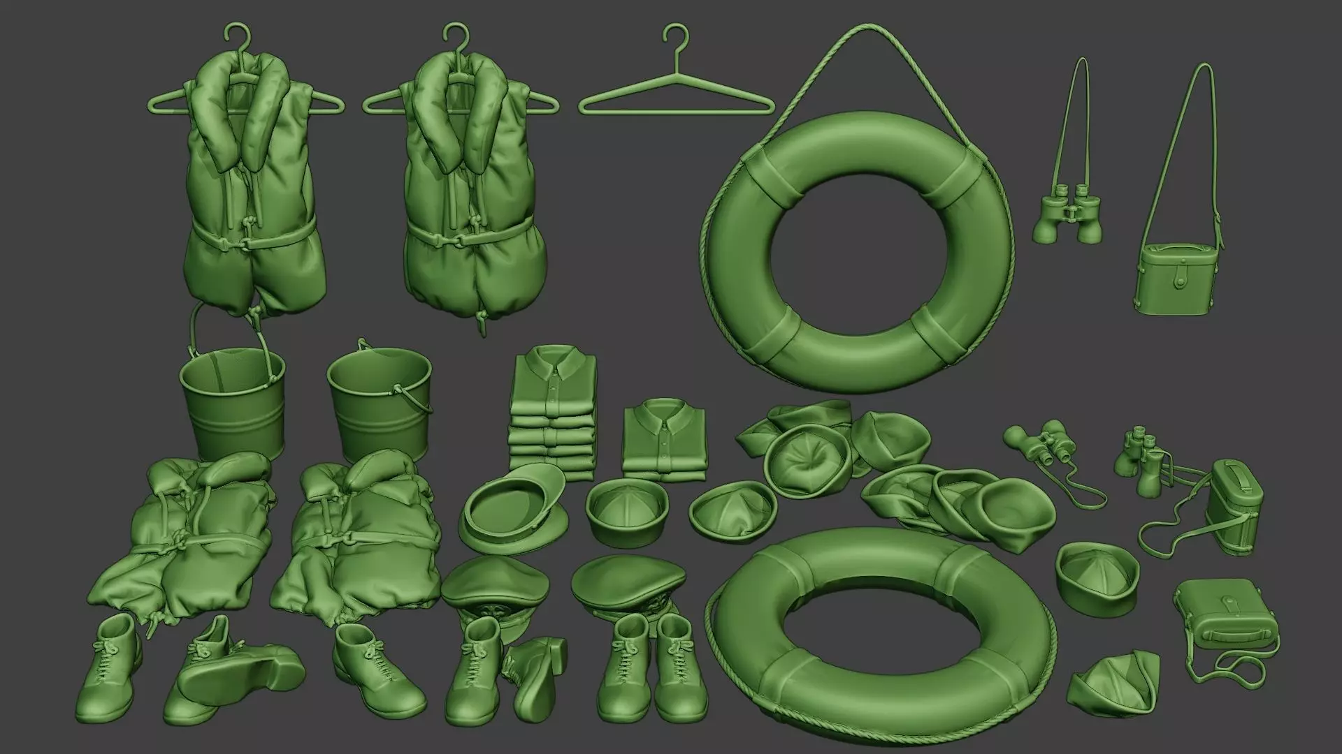 Ww2 US Naval Objects Pack1 3D print model_0