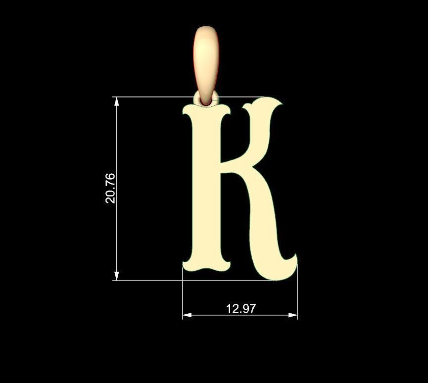 Initial Letters Pendant Circusia K 3D print model_4