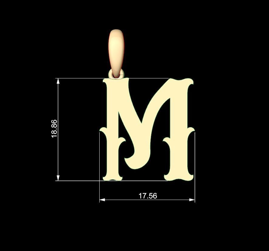  Initial Letters Pendant Circusia M 3D print model_4