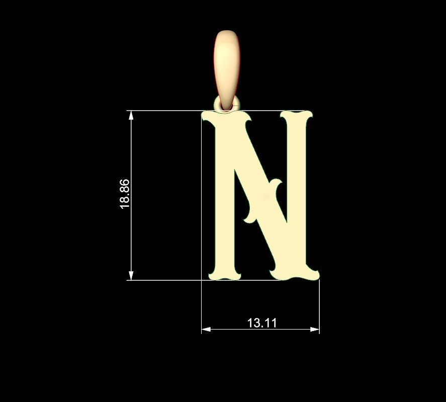 Initial Letters Pendant Circusia N 3D print model_4