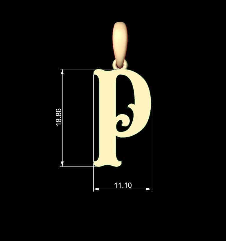 Initial Letters Pendant Circusia P 3D print model_4