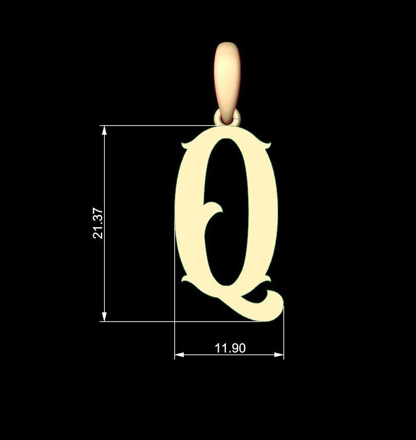 Initial Letters Pendant Circusia Q 3D print model_4