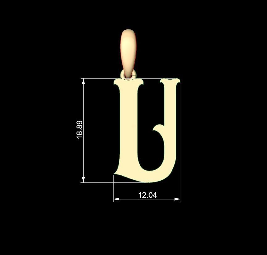 Initial Letters Pendant Circusia U 3D print model_4