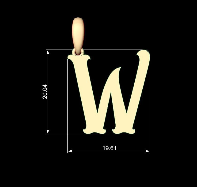Initial Letters Pendant Circusia W 3D print model_4