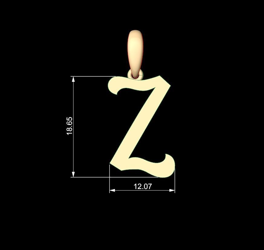 Initial Letters Pendant Circusia Z 3D print model_4