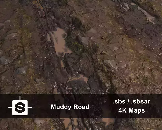Muddy Road PBR Material Texture Texture