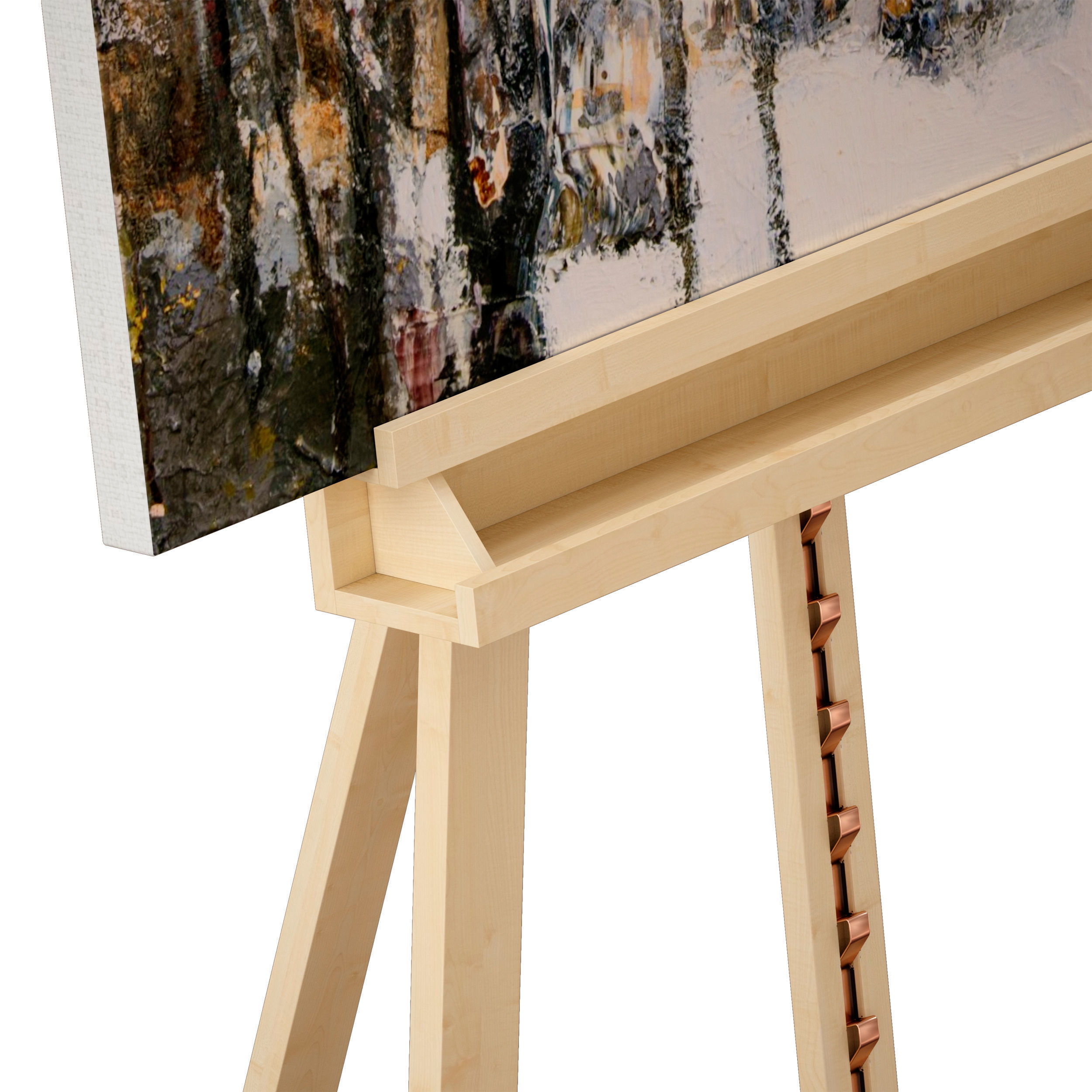 Wooden easel and painting 3D model_9