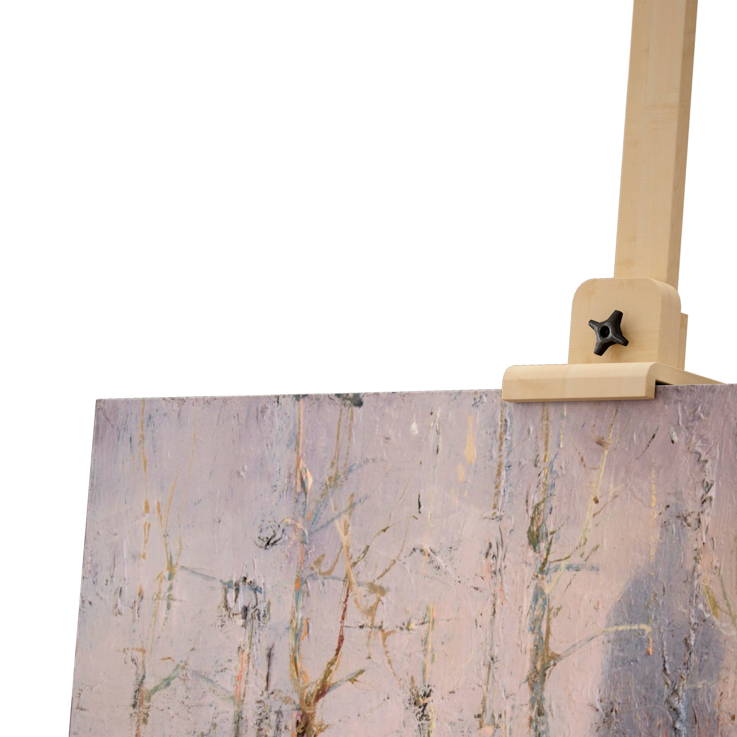 Wooden easel and painting 3D model_8