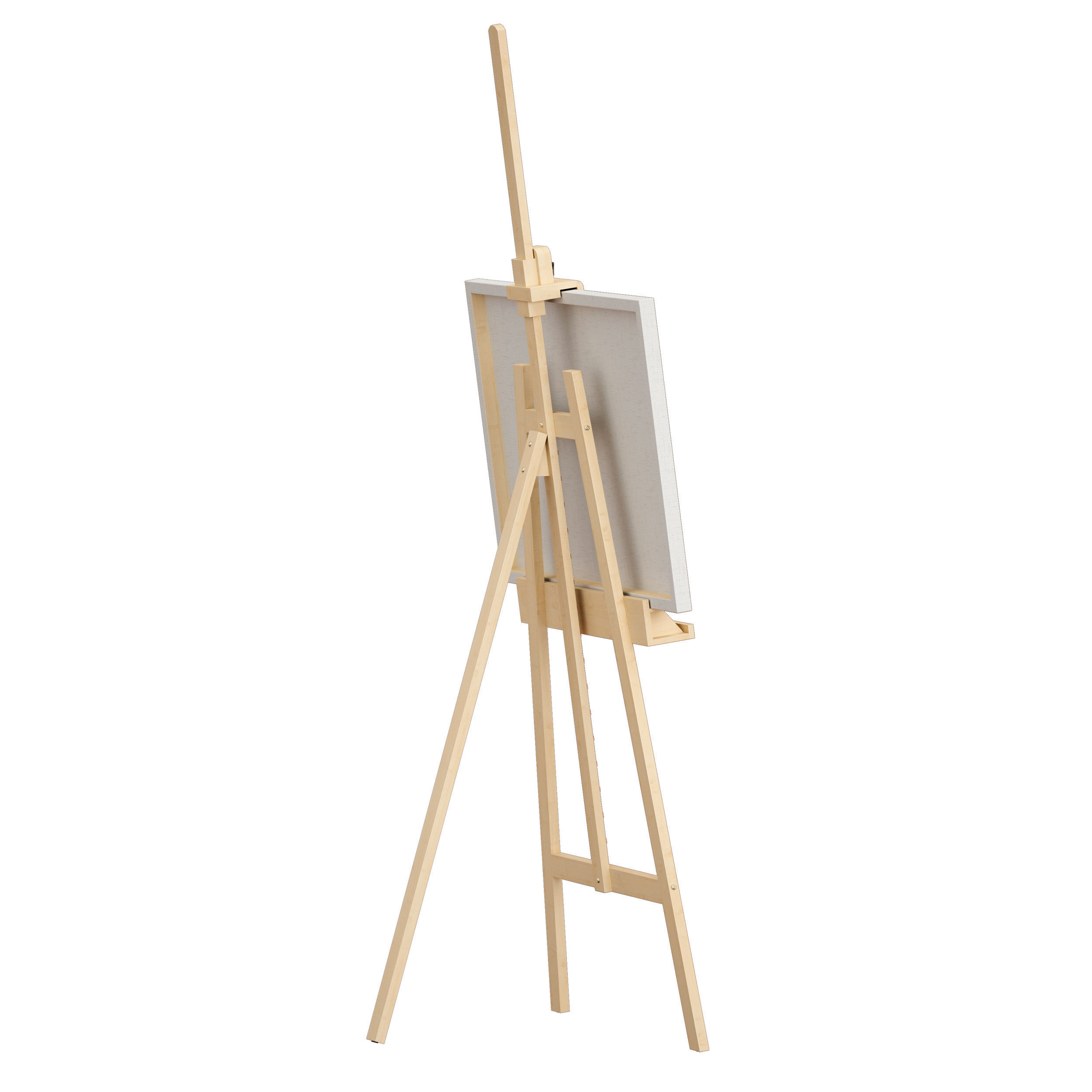Wooden easel and painting 3D model_4