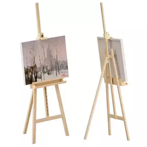Wooden easel and painting