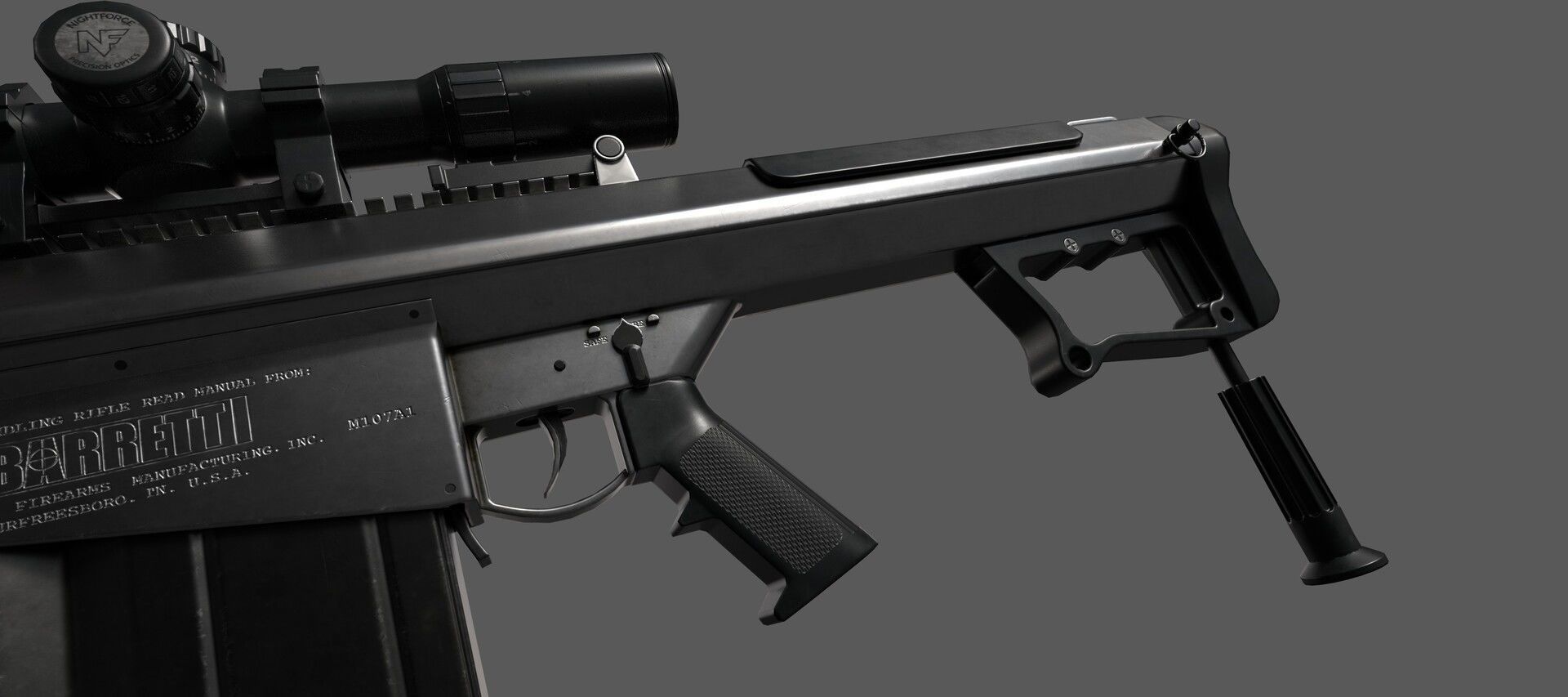 BARRETT M107A1 Low-poly 3D model_4
