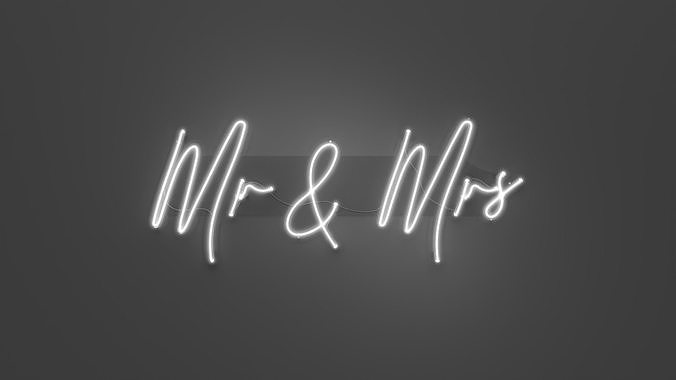 Mr and Mrs - Neon Sign 3D model
