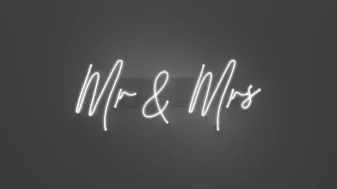 Mr and Mrs - Neon Sign 3D model