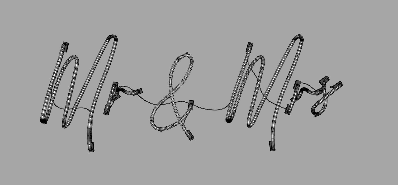 Mr and Mrs - Neon Sign 3D model_7