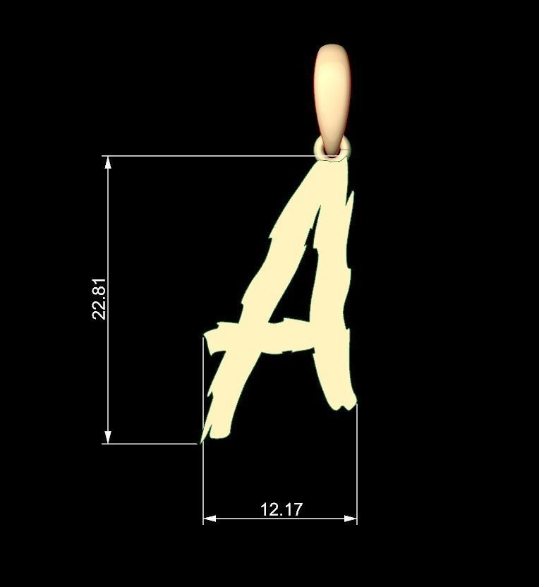 Initial Letters Pendant Clawster A 3D print model_5