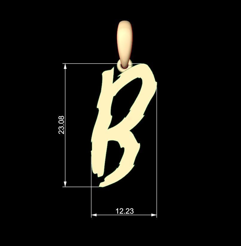Initial Letters Pendant Clawster B 3D print model_5