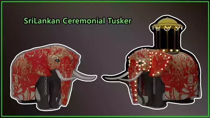 SriLankan Cultural Ceremonial Tusker mammal with casket Low-poly 3D model