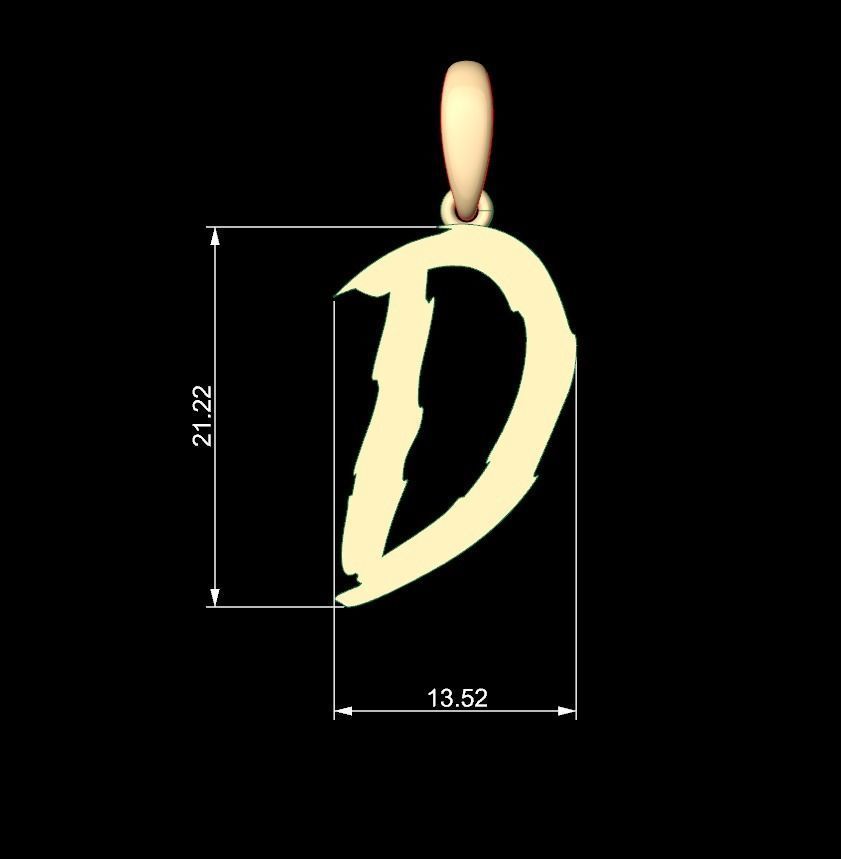 Initial Letters Pendant Clawster D 3D print model_5