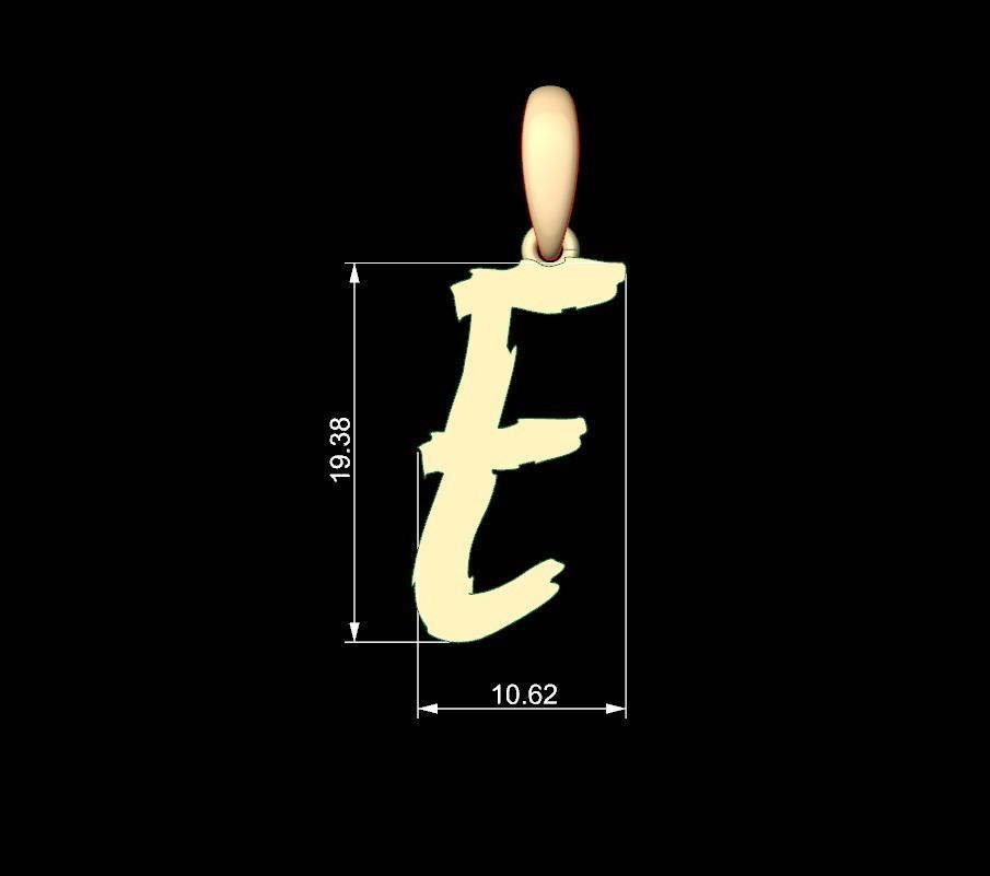Initial Letters Pendant Clawster E 3D print model_4