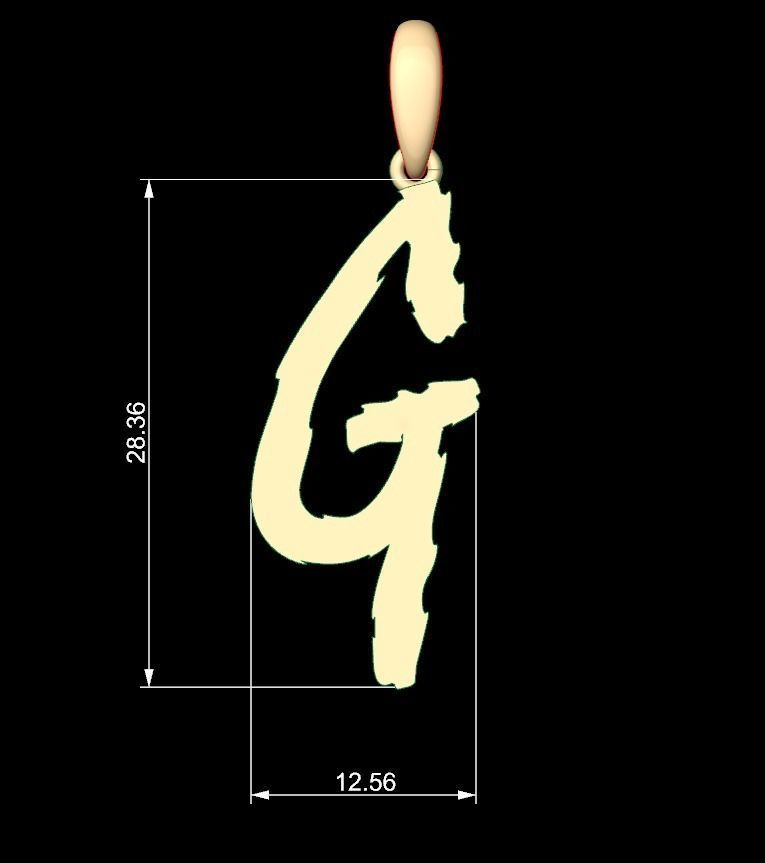 Initial Letters Pendant Clawster G 3D print model_5