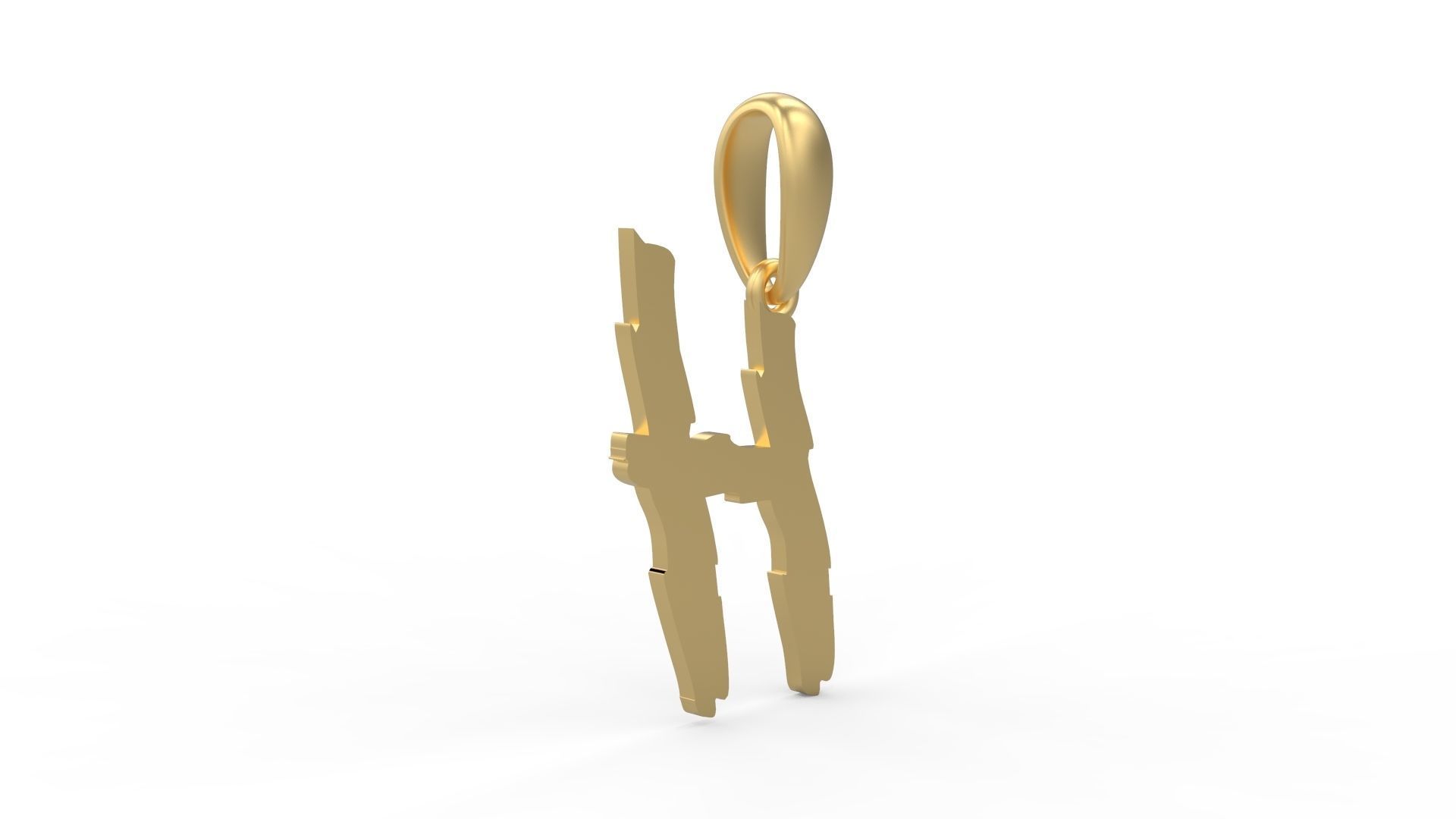 Initial Letters Pendant Clawster H 3D print model_3