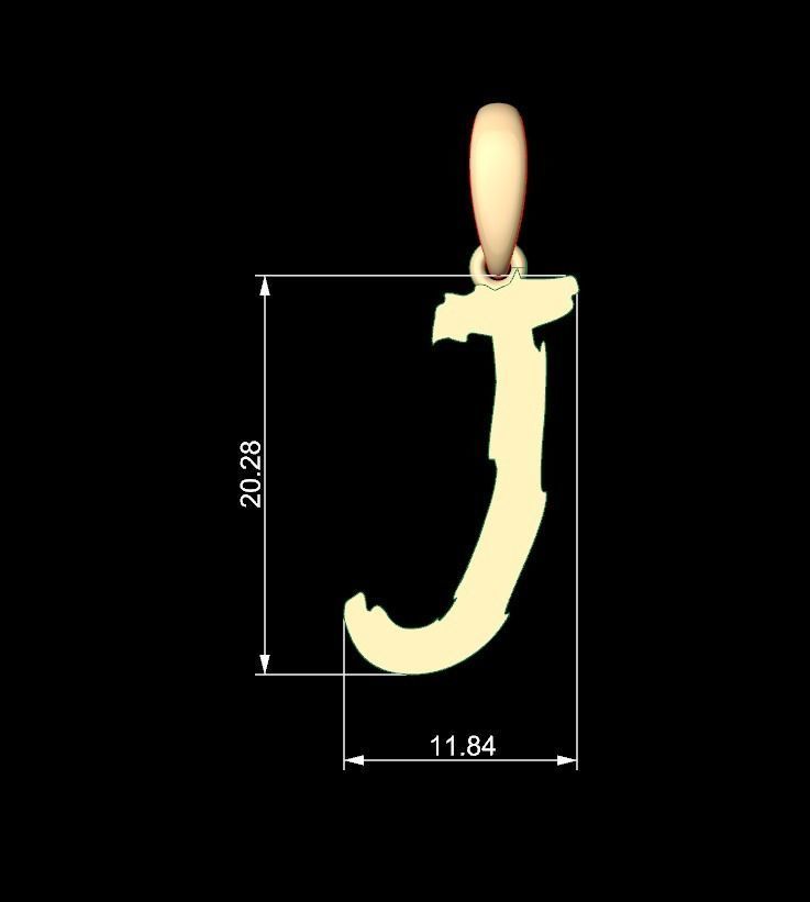 Initial Letters Pendant Clawster J 3D print model_4