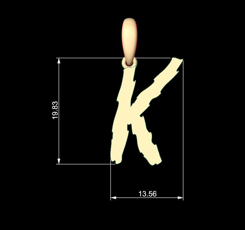 Initial Letters Pendant Clawster K 3D print model_4