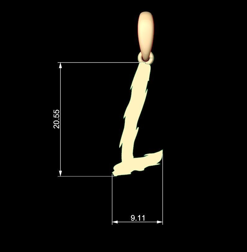 Initial Letters Pendant Clawster L 3D print model_5