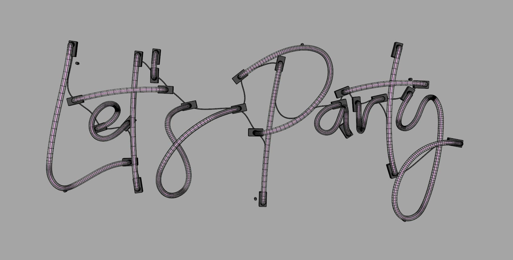 Lets Party - Neon Sign 3D model_7