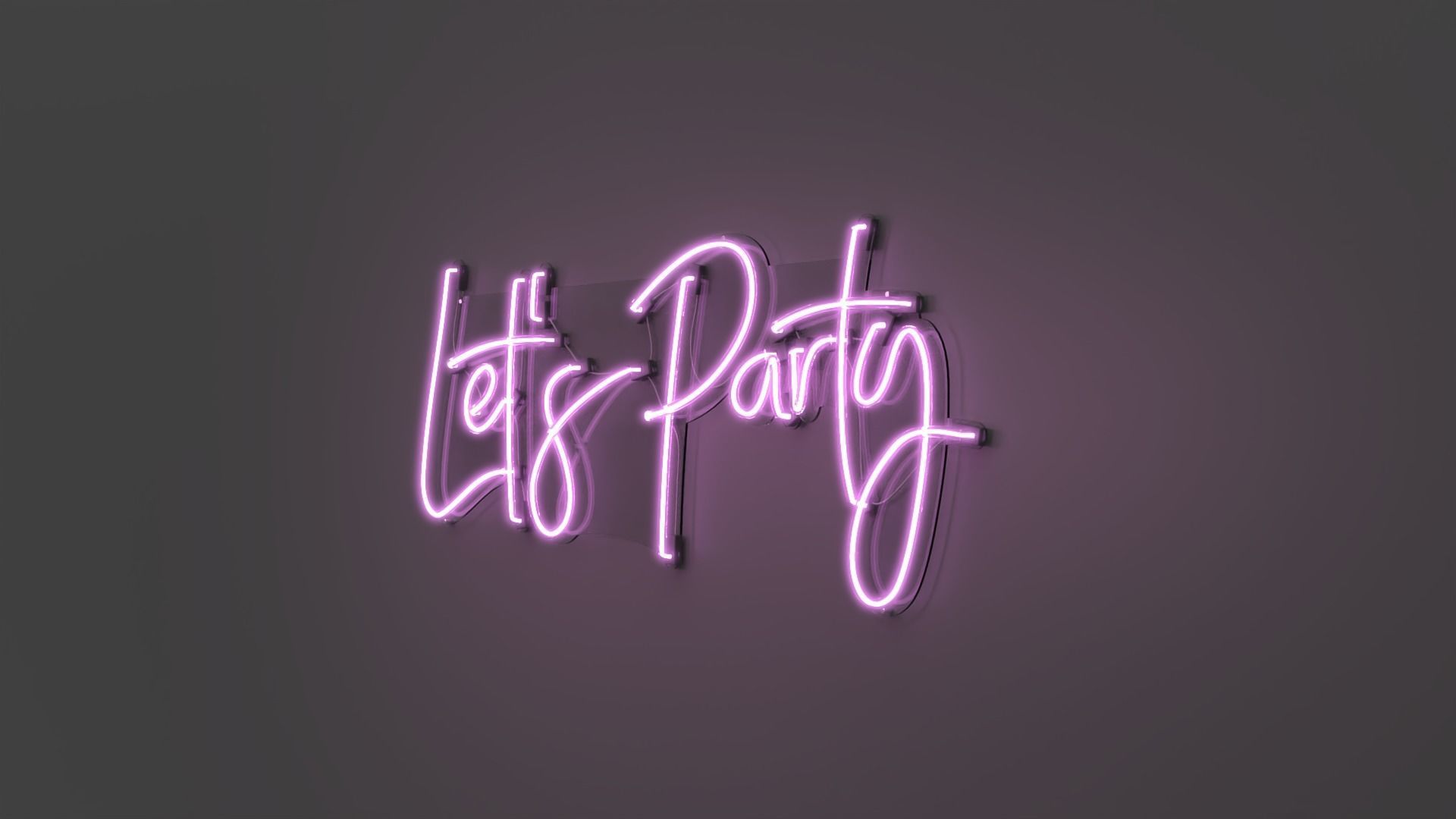 Lets Party - Neon Sign 3D model_3