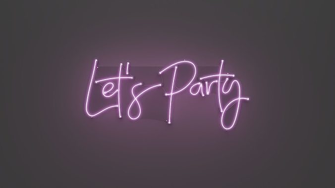 Lets Party - Neon Sign 3D model