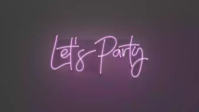 Lets Party - Neon Sign 3D model