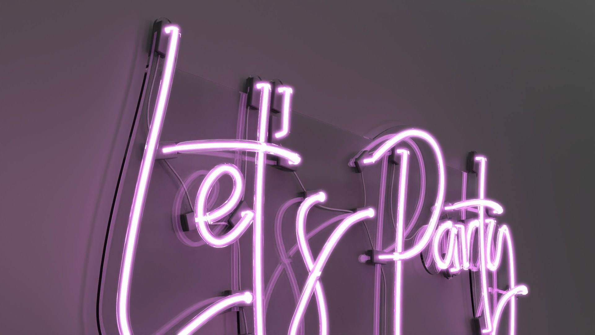 Lets Party - Neon Sign 3D model_1