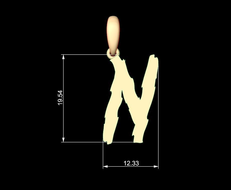 Initial Letters Pendant Clawster N 3D print model_4