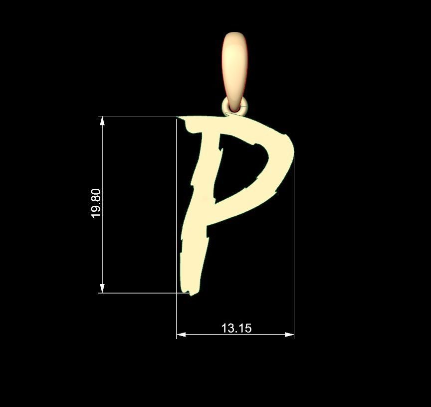Initial Letters Pendant Clawster P 3D print model_4