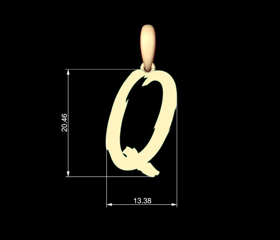Initial Letters Pendant Clawster Q 3D print model_4
