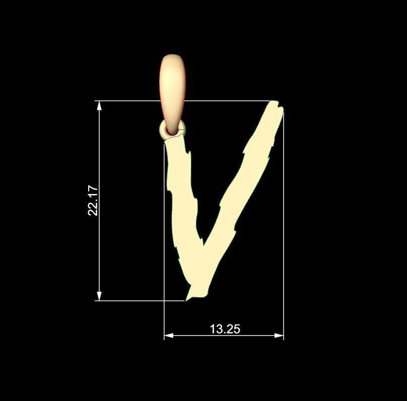 Initial Letters Pendant Clawster V 3D print model_4