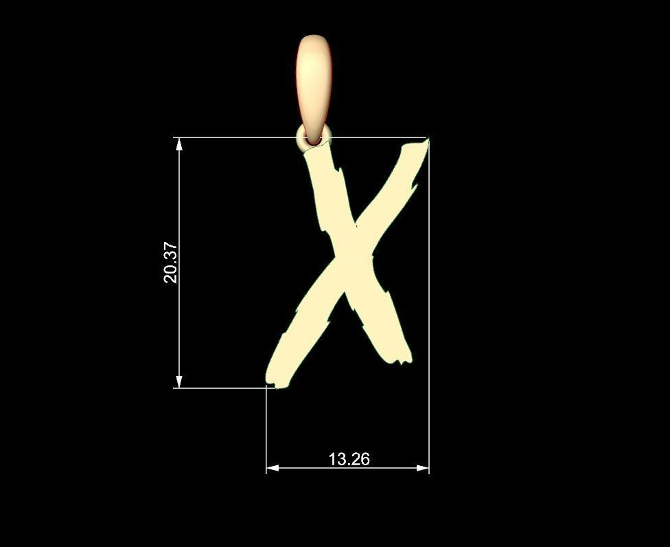 Initial Letters Pendant Clawster X 3D print model_4