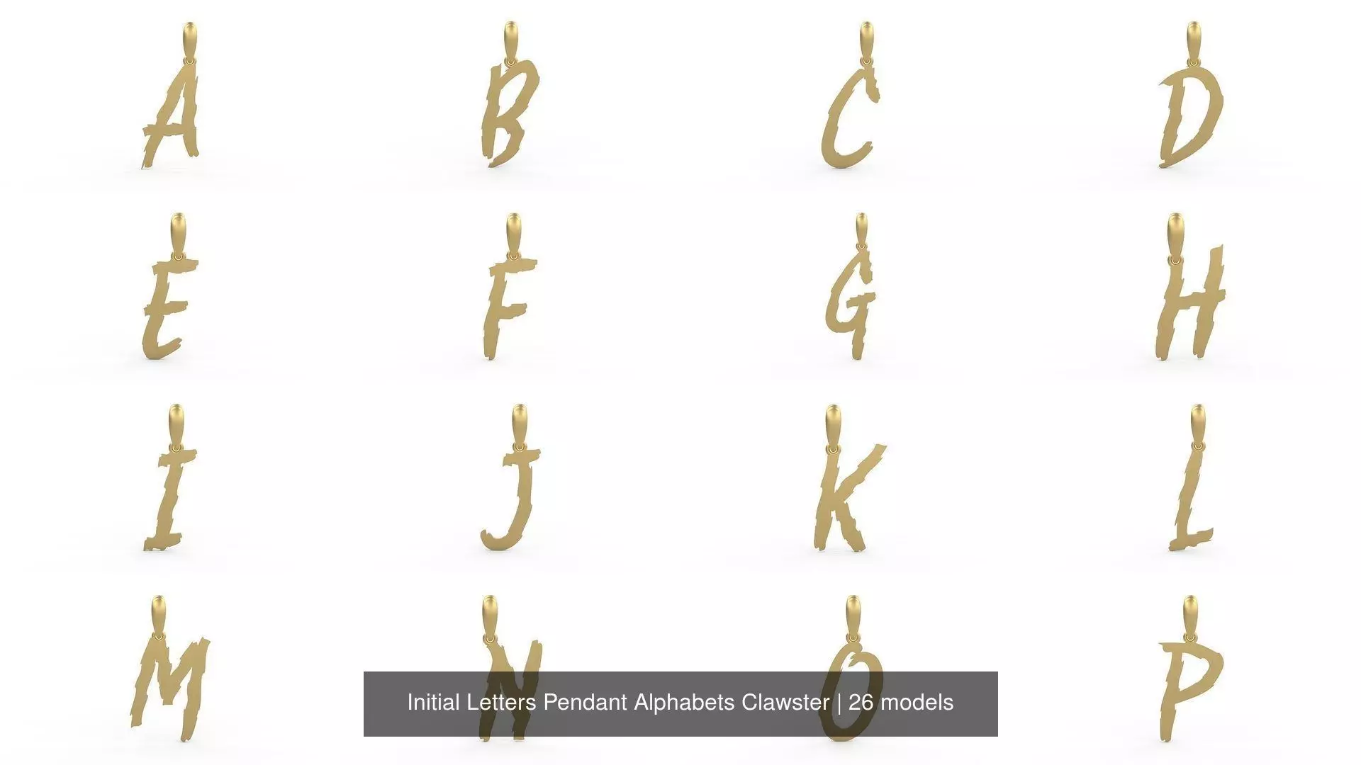 Initial Letters Pendant Alphabets Clawster 3D Model Collection_0