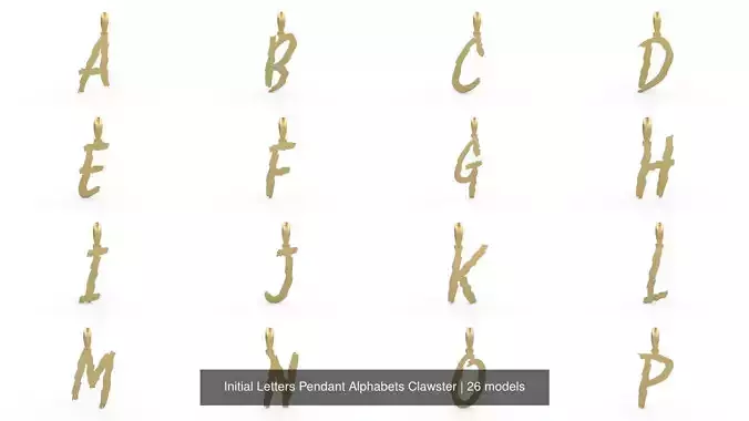 Initial Letters Pendant Alphabets Clawster 3D Model Collection