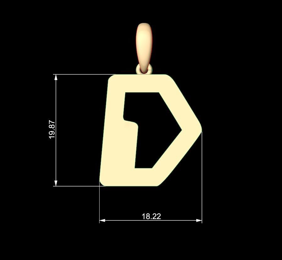 Initial Letters Pendant Videophreak D 3D print model_4