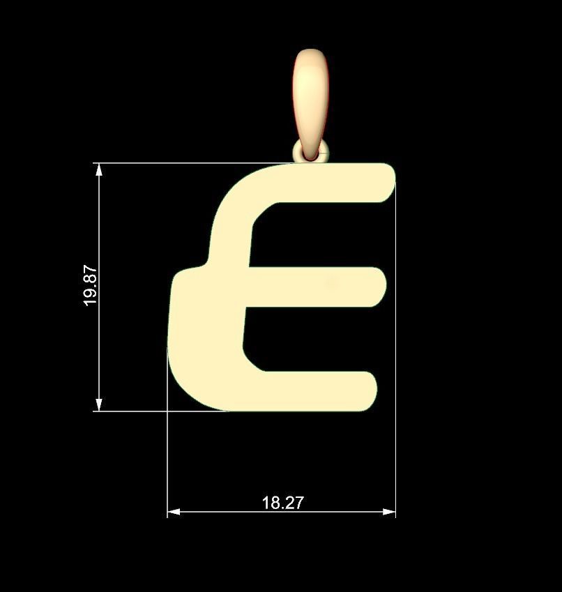 Initial Letters Pendant Videophreak E 3D print model_4