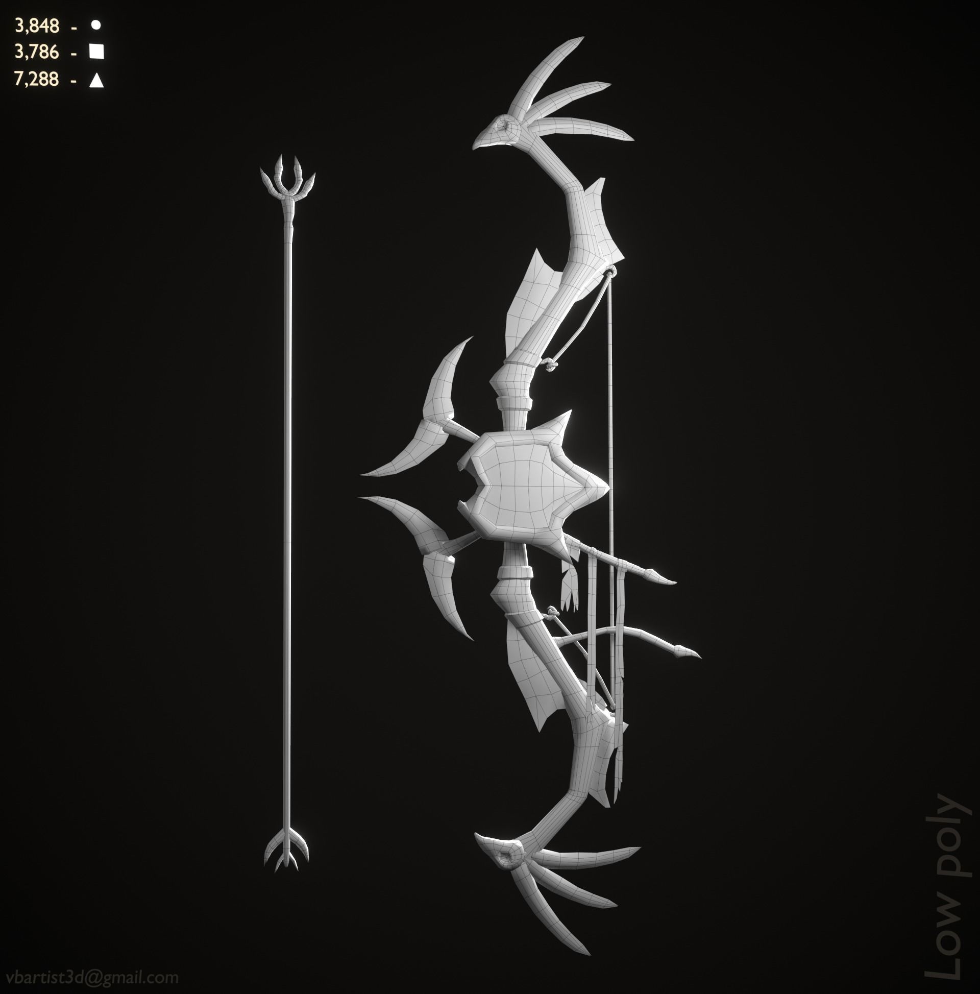 Bow of vow crow Low-poly 3D model_4