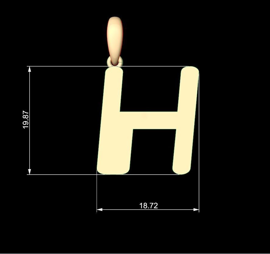 Initial Letters Pendant Videophreak H 3D print model_4