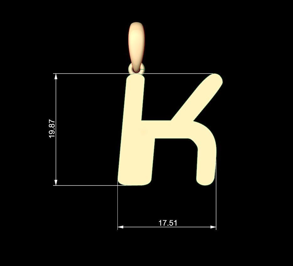 Initial Letters Pendant Videophreak K 3D print model_4
